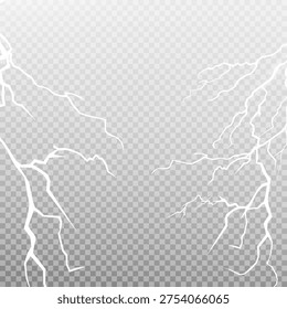 Vector illustration. Transparent light effect of electric lightning. The indomitable power of natural energy.
