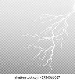 Vector illustration. Transparent light effect of electric lightning. The indomitable power of natural energy.