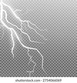 Vector illustration. Transparent light effect of electric lightning. The indomitable power of natural energy.