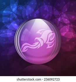 A vector illustration of a transparent luminescent snow globe with a zodiac sign Aquarius.