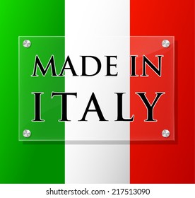 Vector illustration of transparent made in italy sign