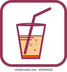 vector illustration of a transparent plastic glass of soda with a straw line icon colored