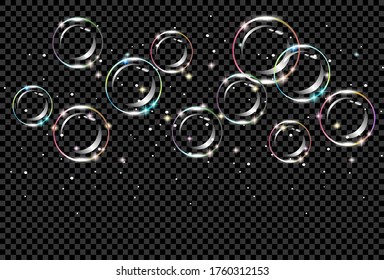 Vector illustration of transparent soap balls brilliant festive decorations for the birthday
