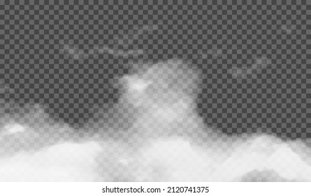 Vector illustration. Transparent special effect stands out with fog or smoke. White cloud vector, fog or smog