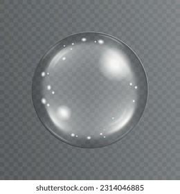 Ilustración vectorial de una esfera transparente.Burbuja de jabón.