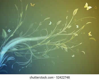 Vector illustration of transparent swirling flourishes decorative Floral Background