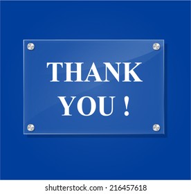 Vector illustration of transparent thank you sign on blue background