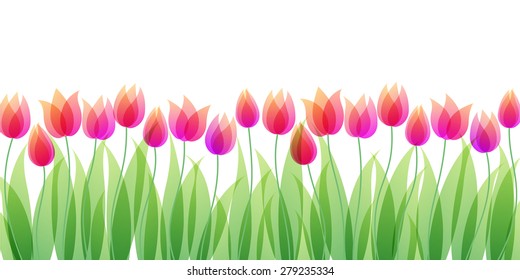 vector illustration of transparent tulip flowers