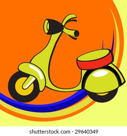 Vector illustration of  Transport Cartoon  . Little funny scooter.