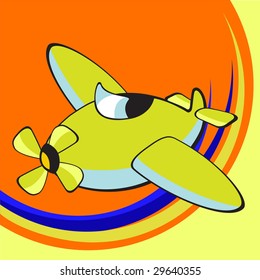 Vector illustration of Transport Cartoon. Little funky airplane