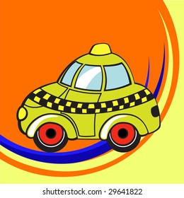 Vector illustration of Transport Cartoon. Little funky taxi car.