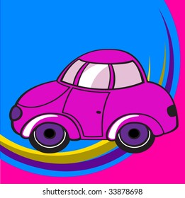 Vector illustration of Transport Cartoon. Little funky  car.