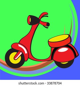 Vector illustration of Transport Cartoon. Little funny scooter.