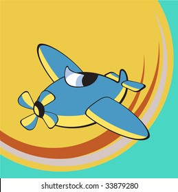 Vector illustration of Transport Cartoon. Little funky airplane
