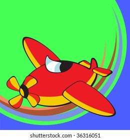 Vector illustration of Transport Cartoon. Little funky airplane