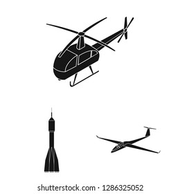 Vector illustration of transport and object icon. Set of transport and gliding  stock symbol for web.