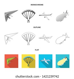 Vector illustration of transport and object icon. Collection of transport and gliding  vector icon for stock.