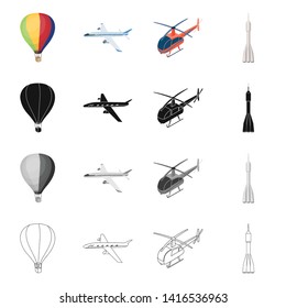 Vector illustration of transport and object logo. Set of transport and gliding  stock symbol for web.