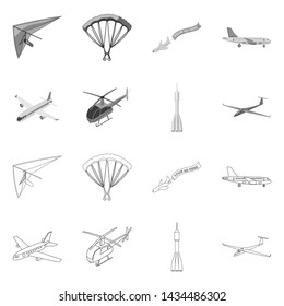 Vector illustration of transport and object logo. Collection of transport and gliding vector icon for stock.