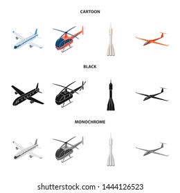 Vector illustration of transport and object logo. Collection of transport and gliding stock symbol for web.