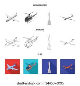 Vector illustration of transport and object logo. Set of transport and gliding stock vector illustration.