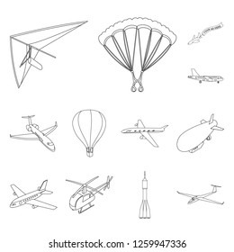Vector illustration of transport and object sign. Collection of transport and gliding  vector icon for stock.