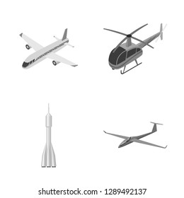 Vector illustration of transport and object sign. Collection of transport and gliding  stock symbol for web.