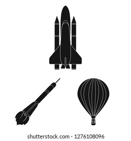 Vector illustration of transport and object symbol. Set of transport and gliding  vector icon for stock.