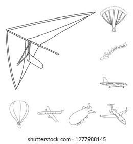 Vector illustration of transport and object symbol. Collection of transport and gliding  vector icon for stock.