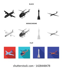 Vector illustration of transport and object symbol. Set of transport and gliding vector icon for stock.