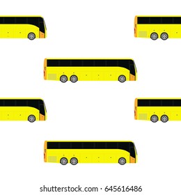Vector illustration transport seamless pattern, background with yellow bus.