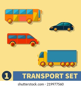 Vector Illustration of Transport Set for Design, Website, Background, Banner. Flat Car Template for Infoggraphic.