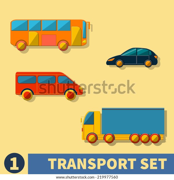Vector\
Illustration of Transport Set for Design, Website, Background,\
Banner. Flat Car Template for\
Infoggraphic.