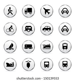 Vector illustration of transportation and traveling icons.