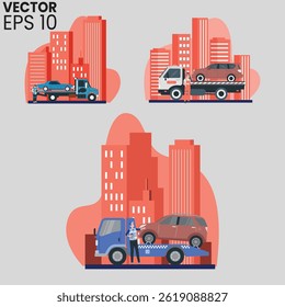vector illustration of Transportations towing