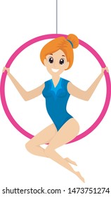 Vector Illustration of a Trapeze Girl sitting on the Ring