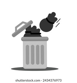 Vector illustration of a trash bin with an open lid on an isolated background