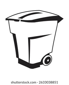 Vector illustration of a trash bin with wheels and a closed lid