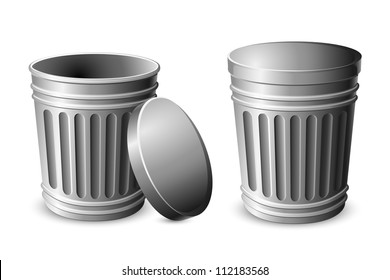 vector illustration of trash can against white background