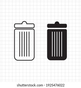 vector illustration of trash can, black and white trash can icon