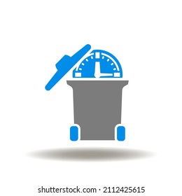 Vector Illustration Of Trash Can With Clock. Symbol Of Time Loss. Icon Of Inefficiency.