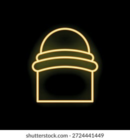 Ilustración vectorial de un cubo de basura de color amarillo brillante sobre un fondo negro