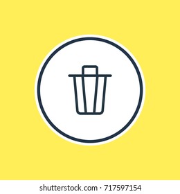 Vector Illustration Of Trash Can Outline. Beautiful App Element Also Can Be Used As Garbage Container Element.
