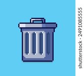 Vector Illustration of trash can with Pixel Art Design, perfect for game assets themed designs