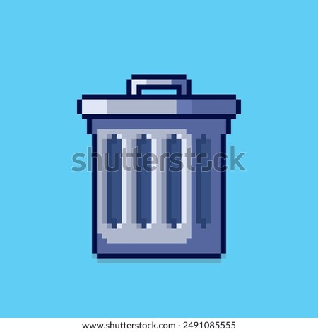 Vector Illustration of trash can with Pixel Art Design, perfect for game assets themed designs