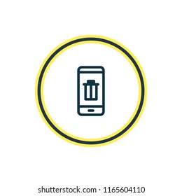 Vector illustration of trash icon line. Beautiful smartphone element also can be used as junk icon element.