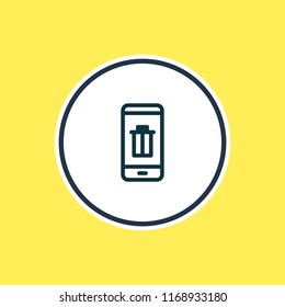 Vector illustration of trash icon line. Beautiful telephone element also can be used as junk icon element.