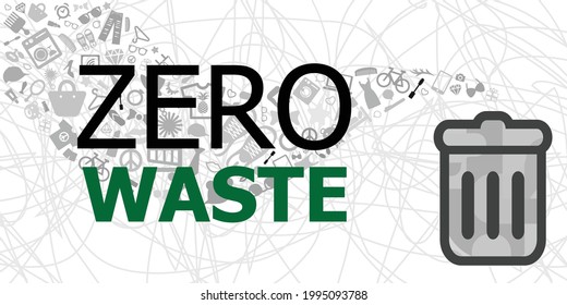 ilustración vectorial de la basura y de los bienes usados para el concepto ambiental de Desechos Cero