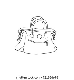 Vector illustration of travel bag. Hand drawing sketch suitcase