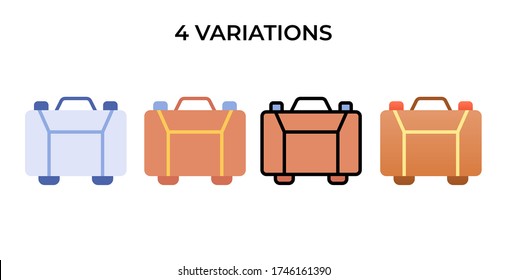 Vector illustration of travel bag icon or logo use 4 variations flat, lineal, gradient, blue  design style
